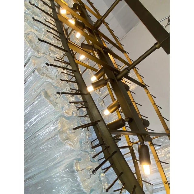 Contemporary Oval Tronchi Murano Glass Chandelier in Venini Style by Simoeng For Sale - Image 3 of 10