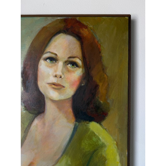 1970s Mid-Century Impressionist Woman Portrait Oil on Canvas Painting, Framed For Sale - Image 11 of 12