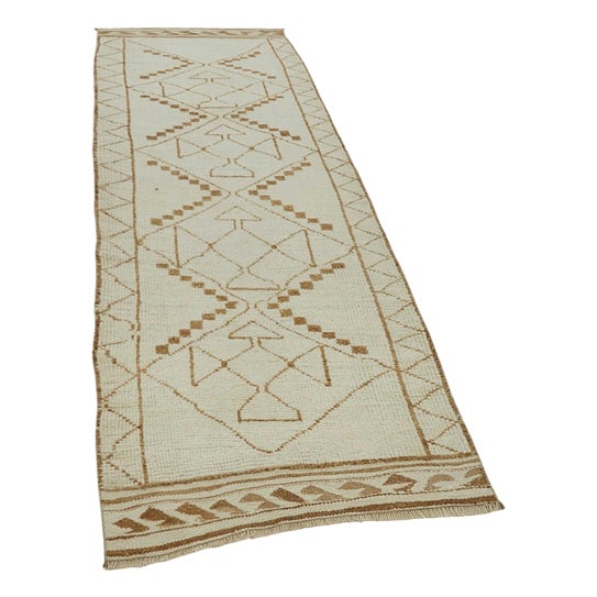 Beige Bohemian Runner Rug For Sale