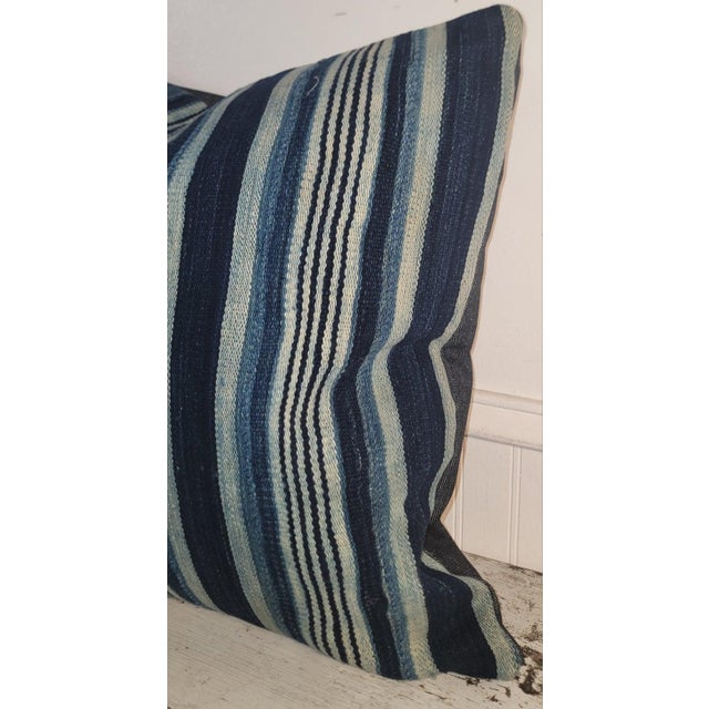 Rustic Pair of Striped Linen Pillows For Sale - Image 3 of 6