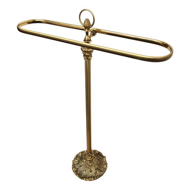 Italian Hollywood Regency Golden Brass Towel Rack from Milo Baughman, 1970s For Sale