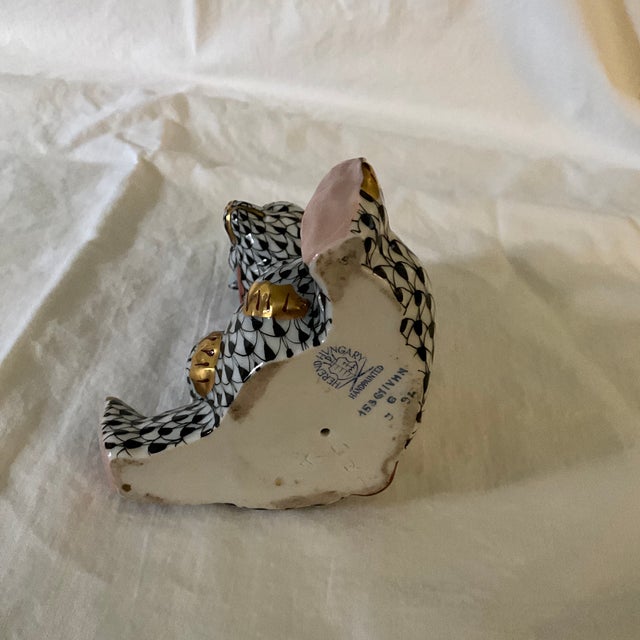 Herend Bear in Black Fishnet With Gold Accents For Sale In Richmond - Image 6 of 6