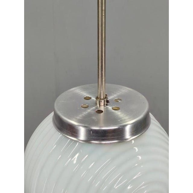 Czechoslovak Ribbed Opaline Glass Pendant Light, 1970s For Sale - Image 6 of 10