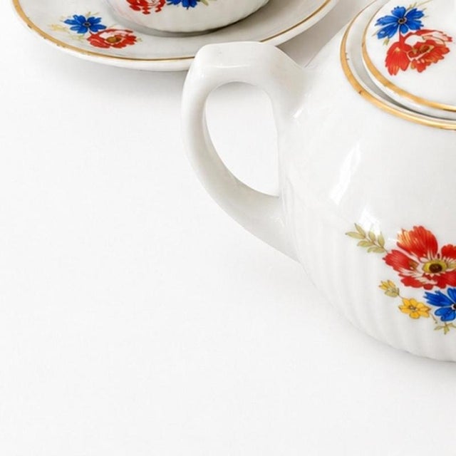 Porcelain Miniature Tea Service from Vista Alegre, Set of 7 For Sale - Image 3 of 6