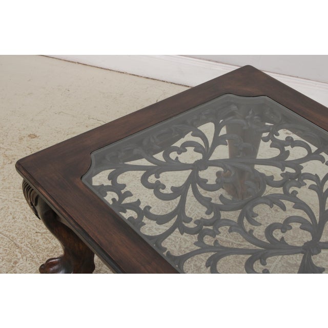 Large Clawfoot Glass Top Coffee Cocktail Table For Sale - Image 14 of 16
