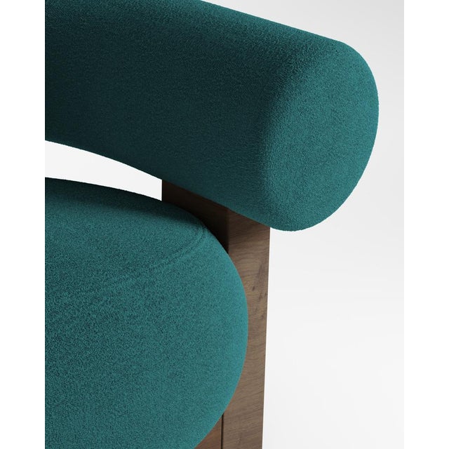Cassete Armchair in Boucle Ocean Blue and Smoked Oak by Alter Ego for Collector, in New conditions. Designed from 2000