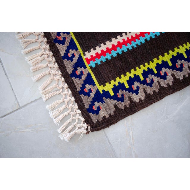 Oxblood Red Handwoven Kilim 3x4 - Vintage Turkish Prayer Rug - Dark Brown Organic Wool - Tree of Life Wall Hanging - Small Tribal Accent Rug For Sale - Image 8 of 11