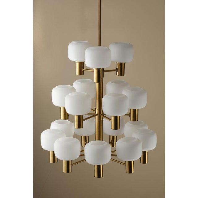 Swedish Brass Chandelier attributed to Fagerhults, 1960s For Sale - Image 6 of 10