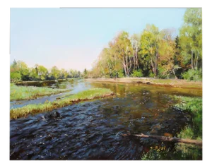 Janis Zingitis, May, The Lobe River Flows Into Ogre, Oil on Canvas, 2000s