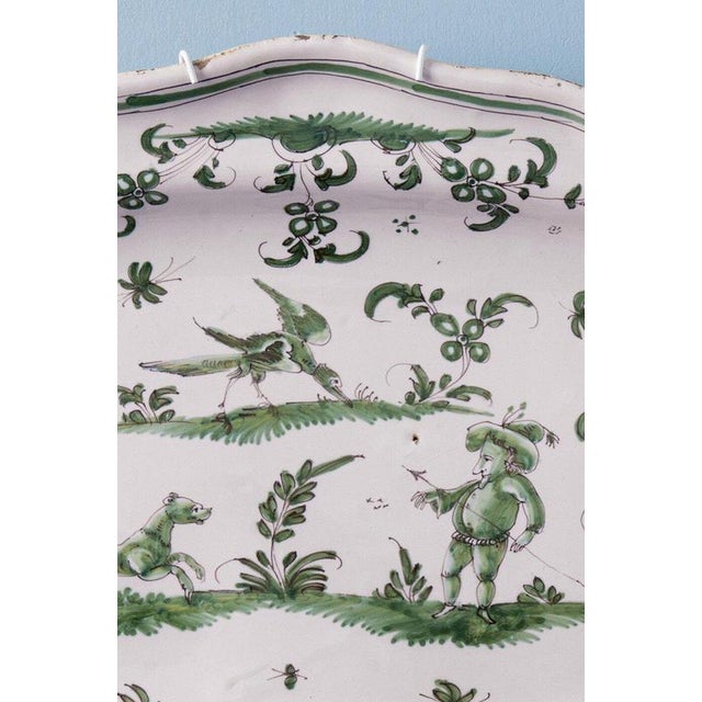 Green Grotesque Oval Dish from Moustiers Faience, 1740s For Sale - Image 3 of 8