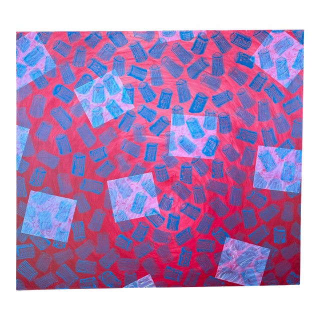 Large Red Abstract Modern Art Painting For Sale