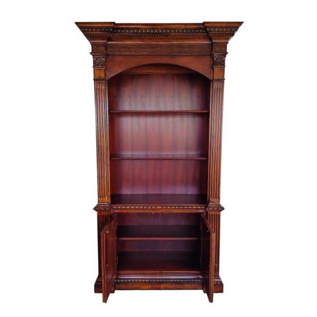 Brown Restored Legacy Classic Furniture Traditional Mahogany Executive Desk & Bookcase Set - 2 Pieces For Sale - Image 8 of 18