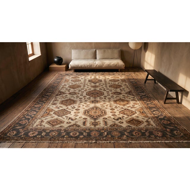 Fascinating Ivory Color With Great Medallion Design Antique Turkish Allover Design Oushak Rug For Sale - Image 11 of 13
