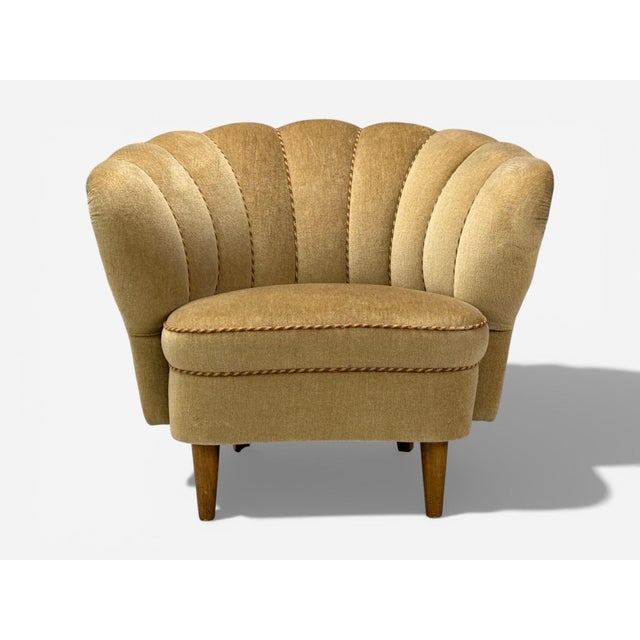 Finnish Modern, Lounge Chairs, Beige Velvet, Wood, Finland, 1950s For Sale - Image 9 of 10