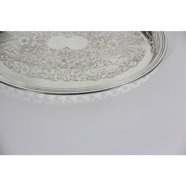 Late 20th Century Small Vintage Oval Silver Tray For Sale - Image 5 of 8