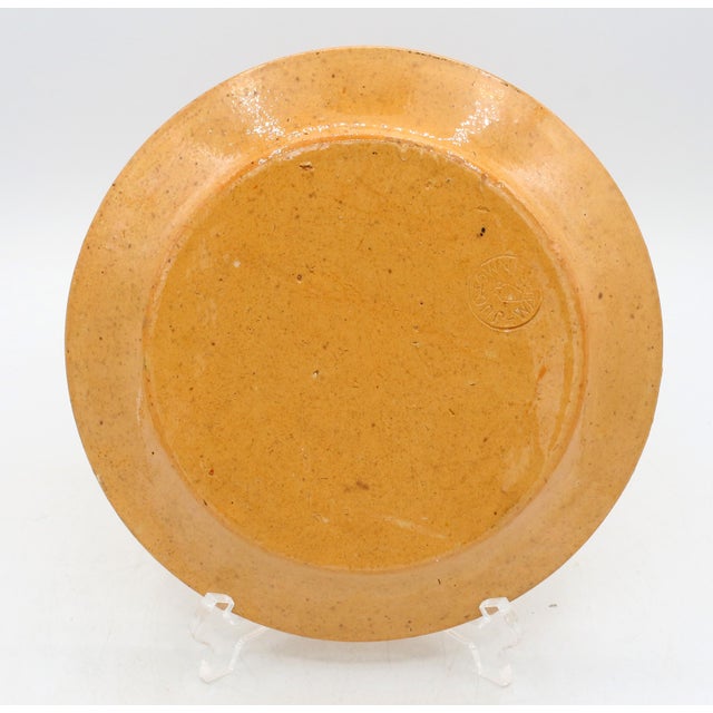 Pre-1960 Ben Owen I era Jugtown Ware yellow glazed plate. Fine condition. This is the earliest Jugtown mark without dates...