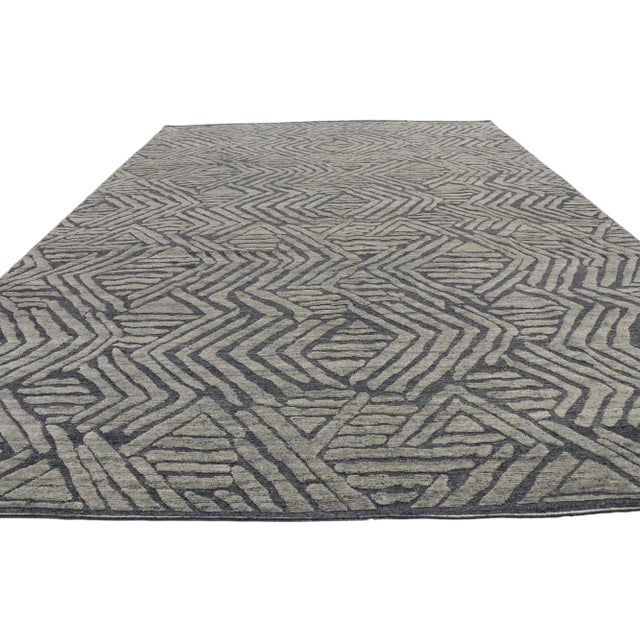 Modern Gray High-Low Rug - 09'09 X 13'06 For Sale - Image 4 of 10