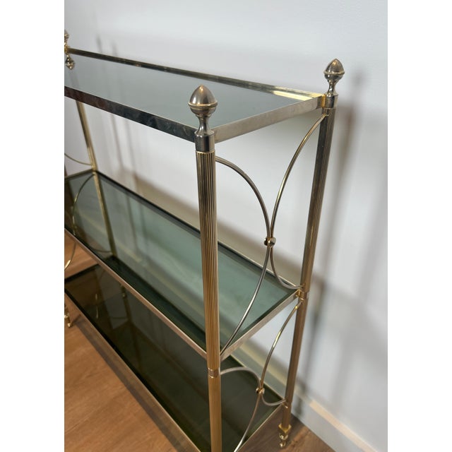 Metal 1940s Neoclassical silver metal shelves in the style of Maison Jansen For Sale - Image 7 of 12