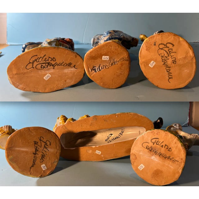 Gulino Caltagirone Sicily Majolica Figurine Set of 6 For Sale - Image 11 of 12