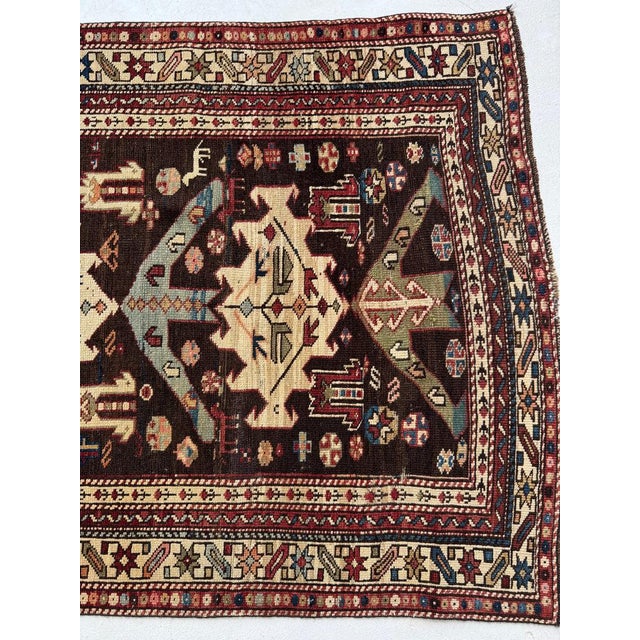 Antique Caucasian Kuba Village Life, Natural Dyes, True Art Rug 3 x 4 For Sale - Image 12 of 12