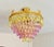 1970s Vintage Brass Butterfly Motif Flush Mount Chandelier With Pink & Green Crystals – 6 Light For Sale - Image 4 of 14
