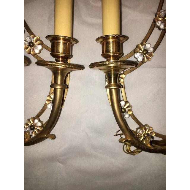 1970s Louis XVI Style Harp Back Bronze Wall Sconce - Set of 6 For Sale - Image 5 of 10