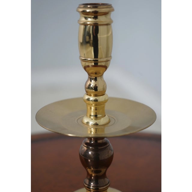 Metal Pair Baldwin Williamsburg Style Solid Brass Candlesticks For Sale - Image 7 of 9