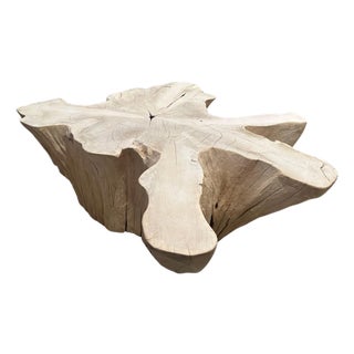 Andrianna Shamaris Amorphous Bleached Teak Wood Coffee Table For Sale