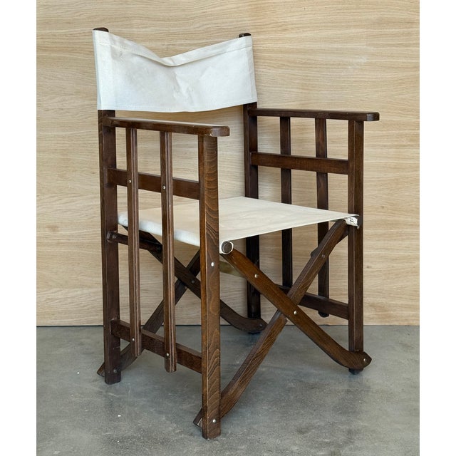 White 1930s Set of 5 Edwardian Canvas Directors Chairs, Loft and Garden Style Chairs For Sale - Image 8 of 11