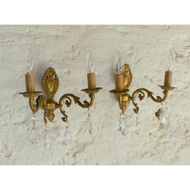 French Chandelier & Wall Sconces, 1950s, Set of 3 For Sale - Image 10 of 15