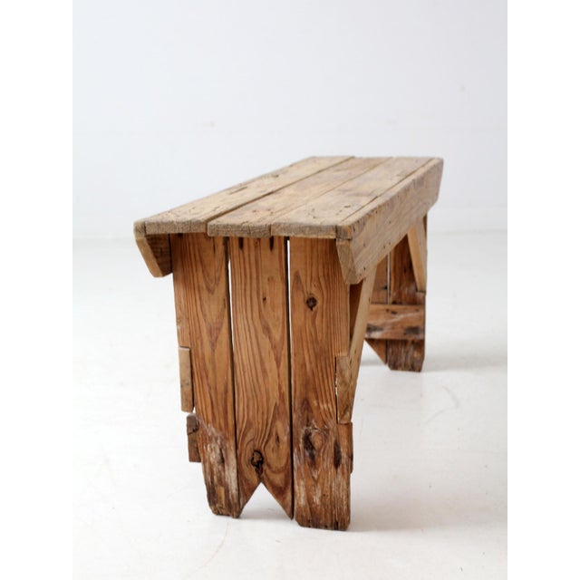 Antique Wood Farmhouse Bench For Sale - Image 12 of 12