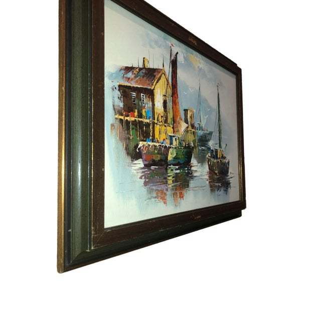 Paint Peaceful Mid Century Painting of Sailboats For Sale - Image 7 of 9