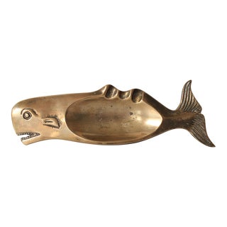 Vintage Brass Whale Ashtray For Sale