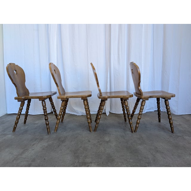 Vintage Tyrolean Farmhouse Heart Cutout Wooden Dining Chairs, 1970s, Set of 4 For Sale - Image 18 of 18