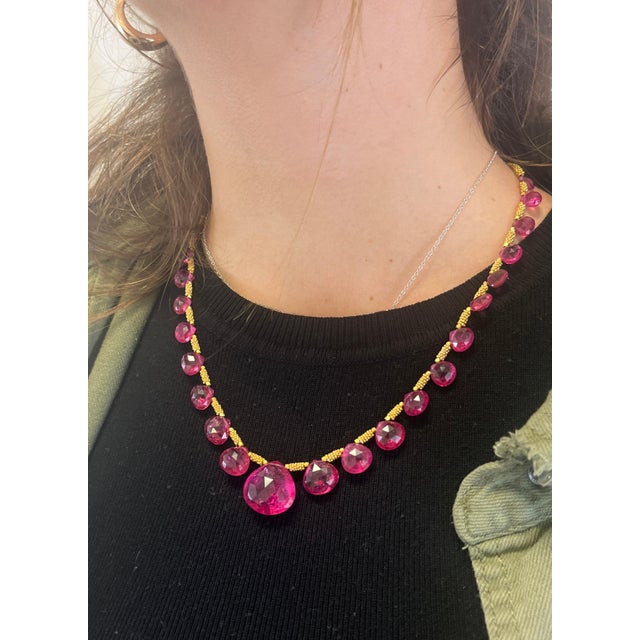 Vintage Gia Certified 120 Carat Pear-Shape Pink Rubellite Tourmaline Necklace For Sale In Miami - Image 6 of 7
