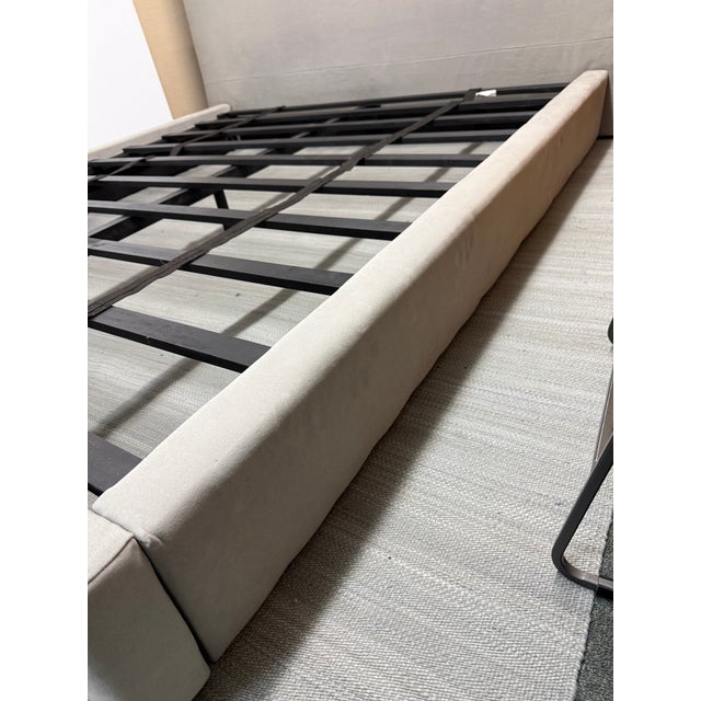 California King Restoration Hardware Linen Bed Frame For Sale - Image 10 of 12