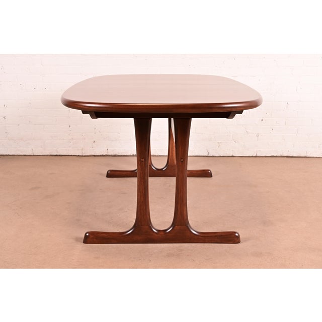 Niels Otto Møller Style Danish Modern Sculpted Rosewood Extension Dining Table, Newly Refinished For Sale - Image 10 of 11
