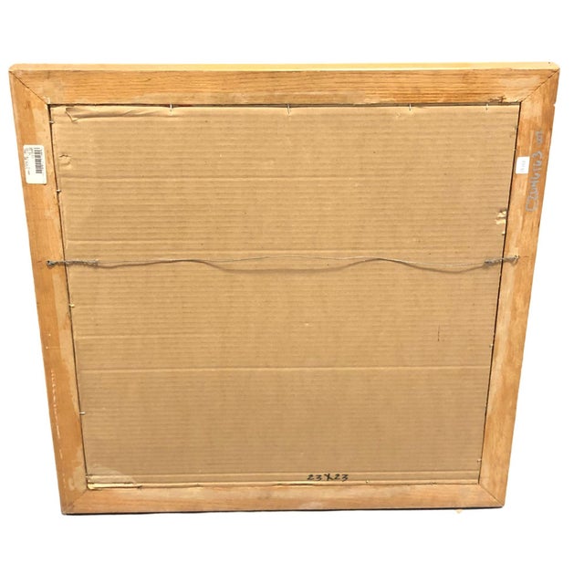 Wood Restored Vintage 1949 Rattan Framed Crane Barkcloth Fabric Sample by Spectrum For Sale - Image 7 of 7