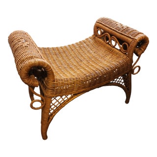 Victorian Style Wicker Bench For Sale