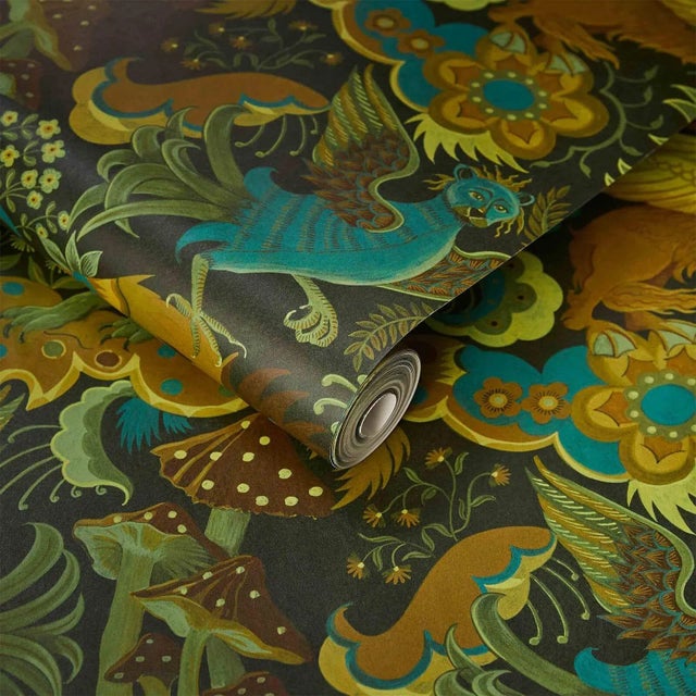 English House of Hackney Phantasia Wallpaper - Emerald Green For Sale - Image 3 of 4