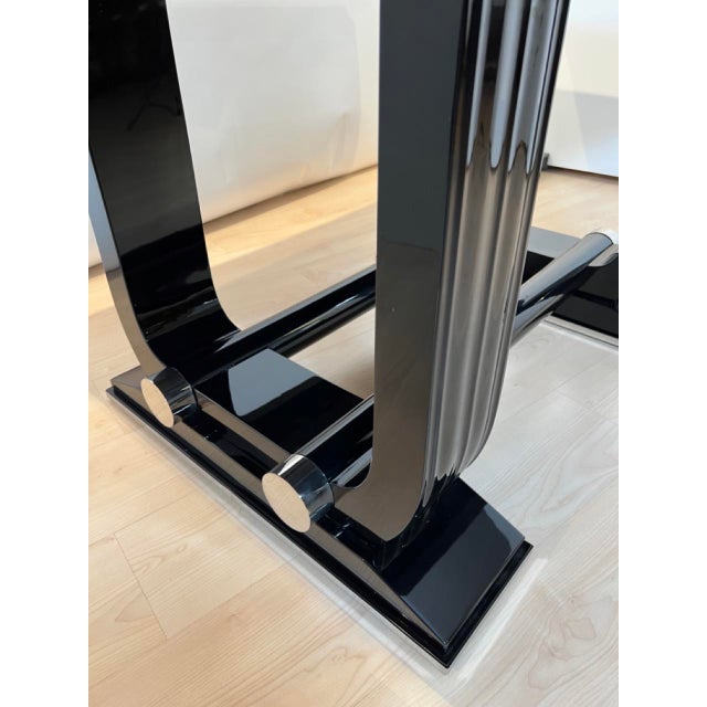 Art Deco Expandable Dining Table in Black Lacquer and Chrome, 1930 For Sale - Image 17 of 18