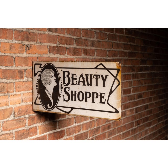Art Deco Art Deco "Beauty Shoppe" DSP Flange Storefront Sign For Sale - Image 3 of 9