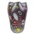 Murano AVeM Vintage Red Millefiori Flowers Murrine Silver Flecks Italian Art Glass Pinched Rim Flower Vase For Sale