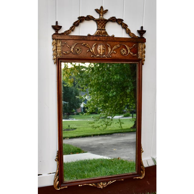 Antique Louis XVI Style Walnut Pier Wall Mirror Neoclassical Gilt Urn Crest For Sale - Image 11 of 18