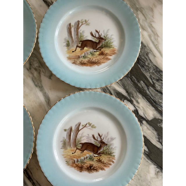 Mid-Century Victoria Pottery Stag Motif Hand Painted Salad Plates - Set of 6 For Sale - Image 11 of 18