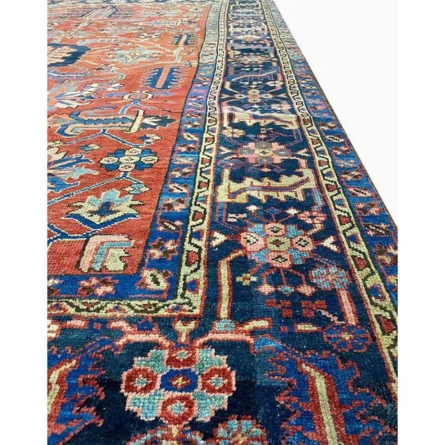 1910s Antique Persian Heriz Area Rug 8’1″ X 11’3″ For Sale In Dallas - Image 6 of 13