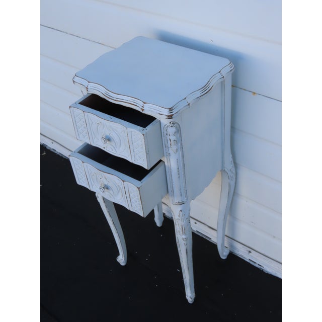 Shabby Chic French Early 1900s Shabby Chic Distressed Painted Nightstand Side End Table 6401 For Sale - Image 3 of 11