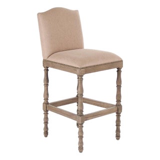 Aria Bar Stool - Linen Cotton / Oak Frame For Sale