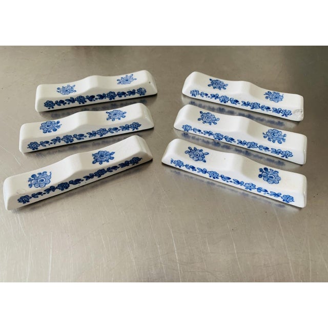 Vintage French Porcelain Knife Holders from Gien, 1940s, Set of 6 For Sale - Image 18 of 18