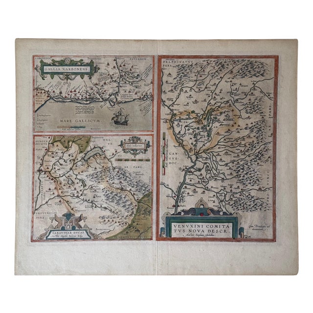 Hand-Colored Atlas Map of Gallia Narbonensis by Abraham Ortelius, 1600 For Sale